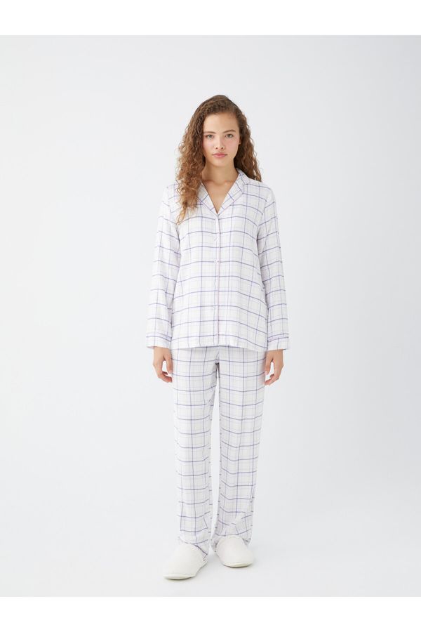 LC Waikiki LC Waikiki Shirt Collar Plaid Long Sleeve Women's Pajama Set