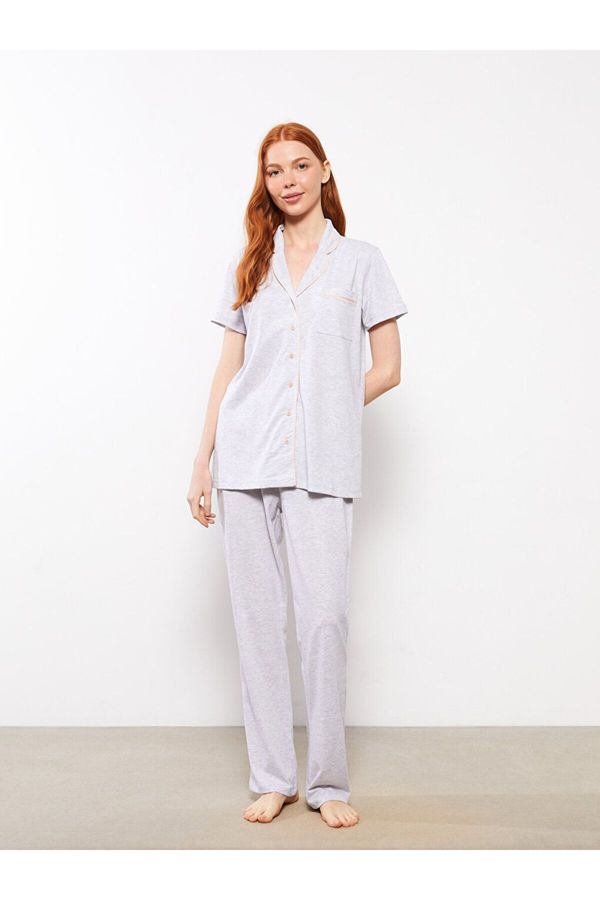 LC Waikiki LC Waikiki Shirt Collar Plain Short Sleeve Women's Pajama Set