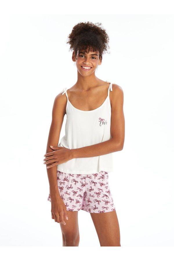 LC Waikiki LC Waikiki U-Neck Printed Strappy Women's Pajama Set with Shorts