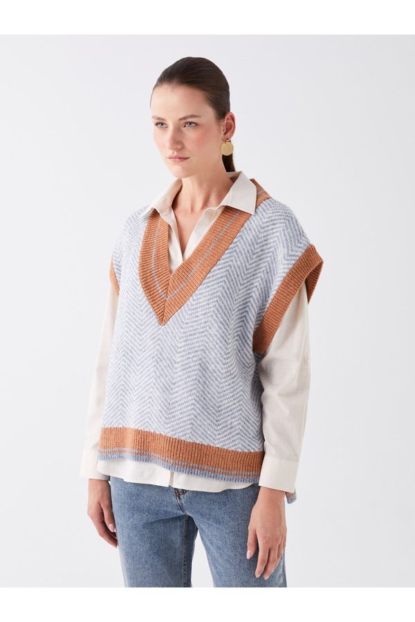 LC Waikiki LC Waikiki V-vrat vzorčni pulover za pletenine za ženske