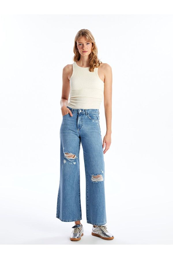 LC Waikiki LC Waikiki Wideleg Ripped Detailed Women's Jean Trousers