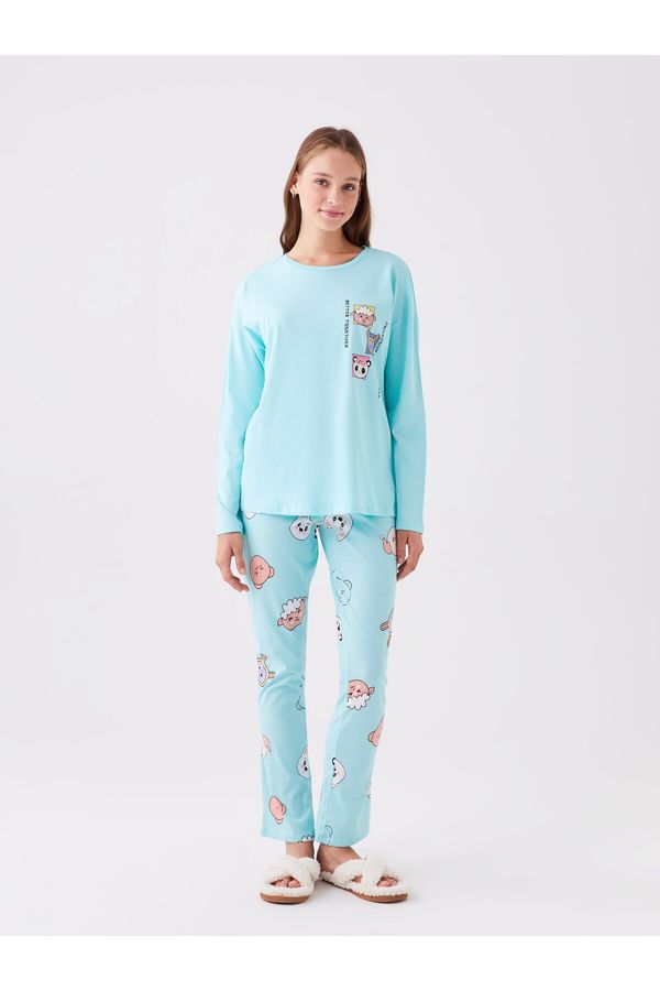 LC Waikiki LC Waikiki Women's Crew Neck Printed Long Sleeve Pajamas Set