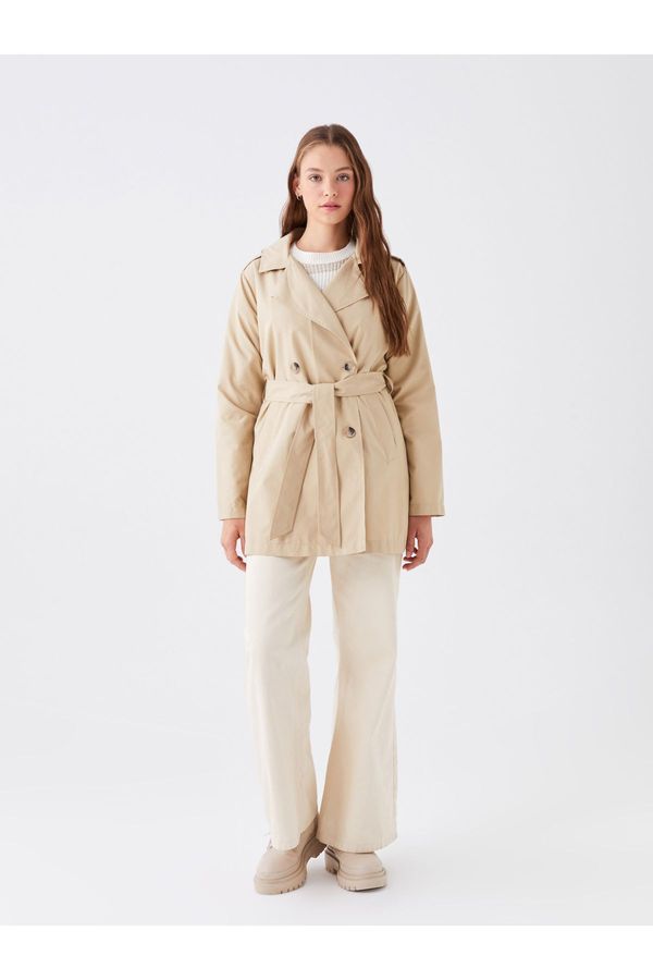 LC Waikiki LC Waikiki Women's Double Breasted Collar Plain Trench Coat