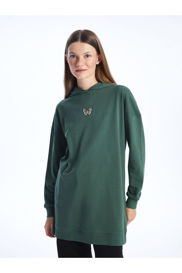 LC Waikiki LC Waikiki Women's Hooded Embroidered Long Sleeve Sweatshirt Tunic