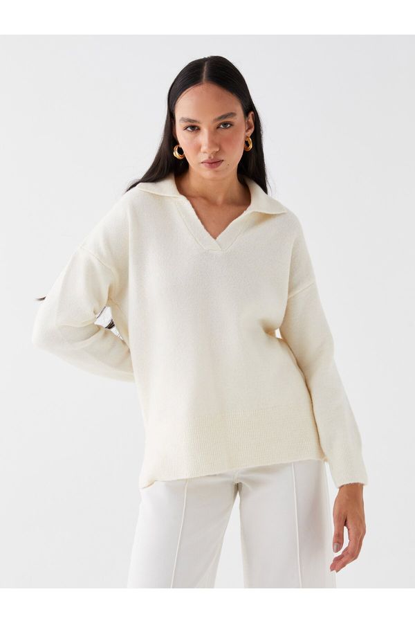 LC Waikiki LC Waikiki Women's Polo Neck Plain Long Sleeve Oversize Knitwear Sweater