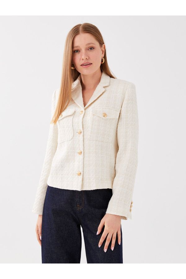 LC Waikiki LC Waikiki Women's Self Patterned Long Sleeve Tweed Blazer Jacket