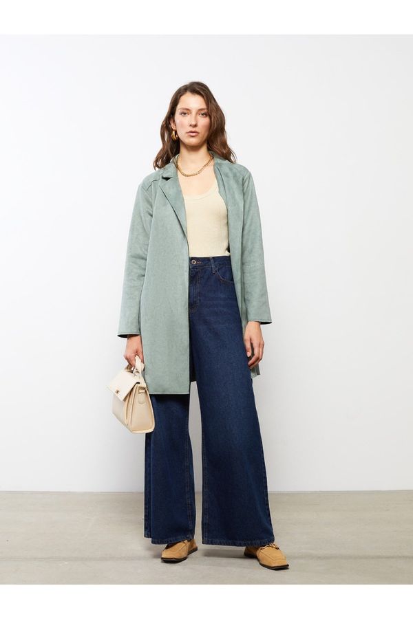 LC Waikiki LC Waikiki ženski plašč z ovratnikom jakne z ravnim dolgim rokavom