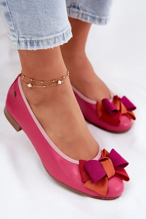 Maciejka Leather Ballet Flats With Bow Maciejka