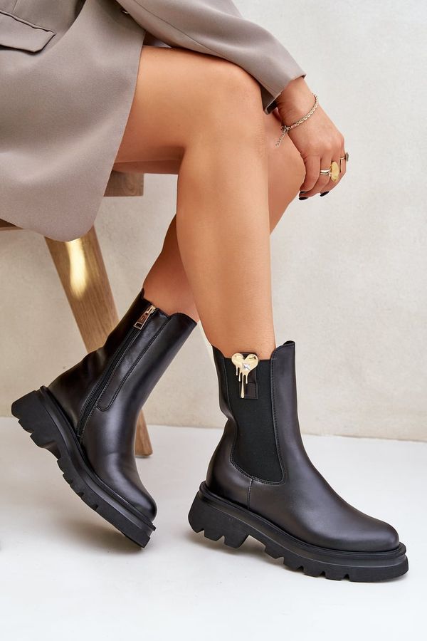 CheBello Leather Chelsea Boots with Decoration CheBello 4537 Black