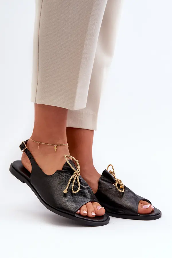 Zazoo Leather Flat Sandals Zazoo 2898 Black