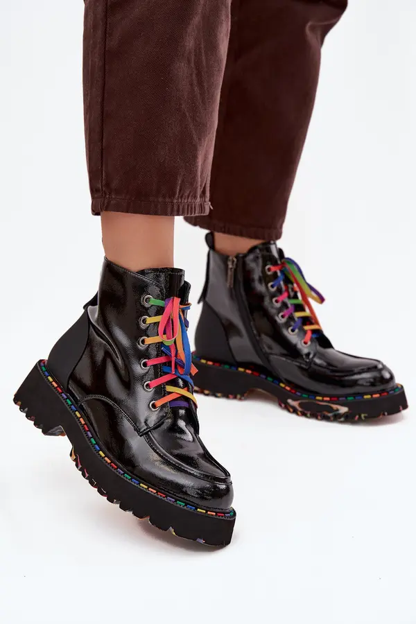 ARTIKER Leather Patent Women's Ankle Boots Artiker