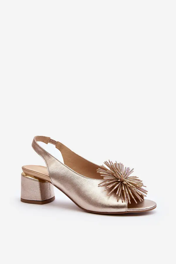 Laura Messi Leather Sandals with Ornament Laura Messi 2719 Gold