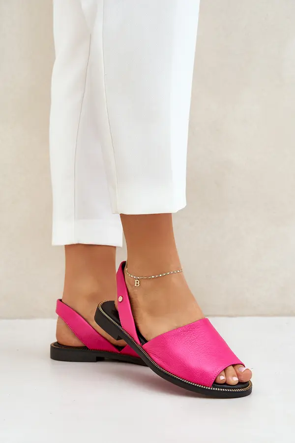 Zazoo Leather Slip-On Sandals Fuchsia Zazoo 40327