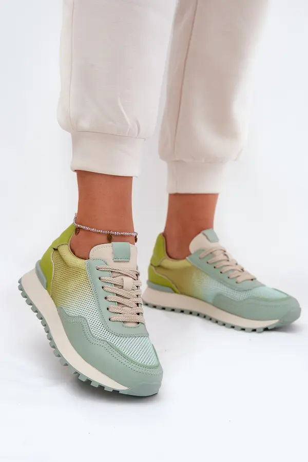 VINCEZA Leather Sports Shoes With Mesh For Women Vinceza