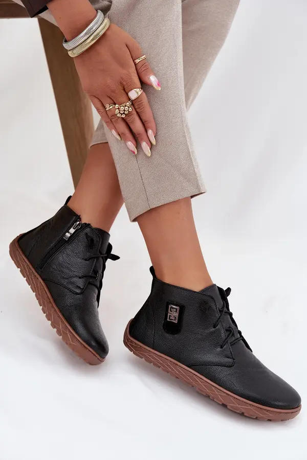 Zazoo Leather Women's Barefoot Shoes with Decorative Detail Zazoo