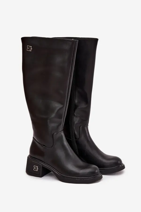 VINCEZA Leather Women's Boots Low Heel Insulated Vinceza
