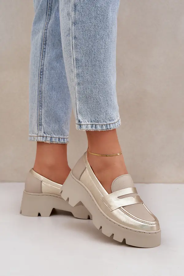 Zazoo Leather Women's Moccasins On Platform And Flat Heel Leopard Zazoo