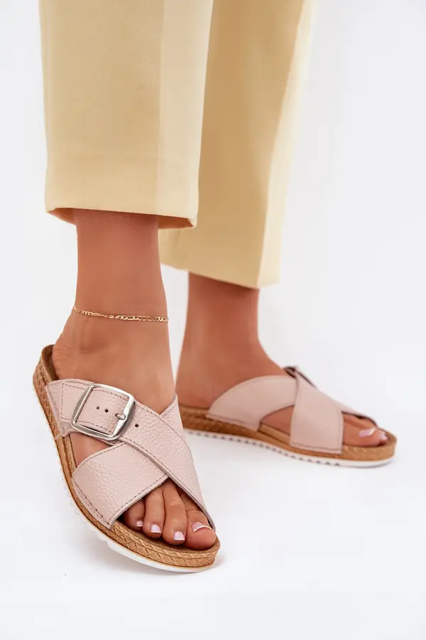 Inblu Leather Women's Slippers With Buckle Pink Inblu