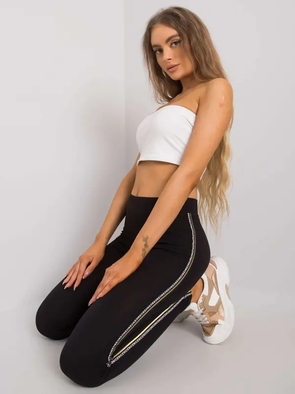 RUE PARIS Leggings-LA-LG-T-10.21-black-gold