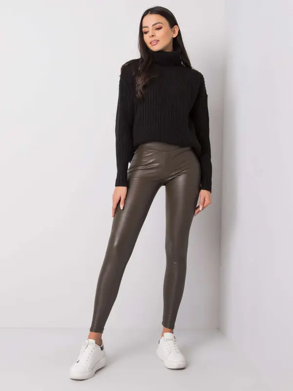 RUE PARIS Leggings-RV-LG-6007.11-dark khaki