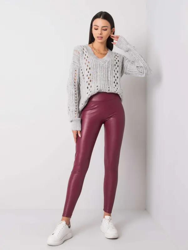 RUE PARIS Leggings-RV-LG-6007.11-dark red