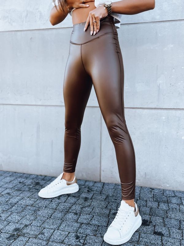 DStreet Legginsy damskie woskowane JEWELS brązowe Dstreet