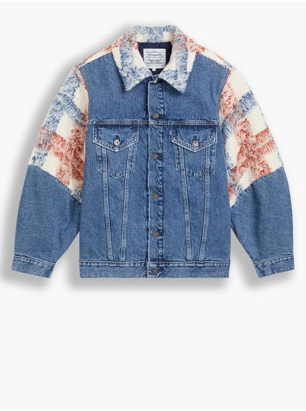 Levi's® Levi&#39;s Beige-Blue Women&#39;s Plaid Denim Jacket Levi&#39;s® Wedge - Women