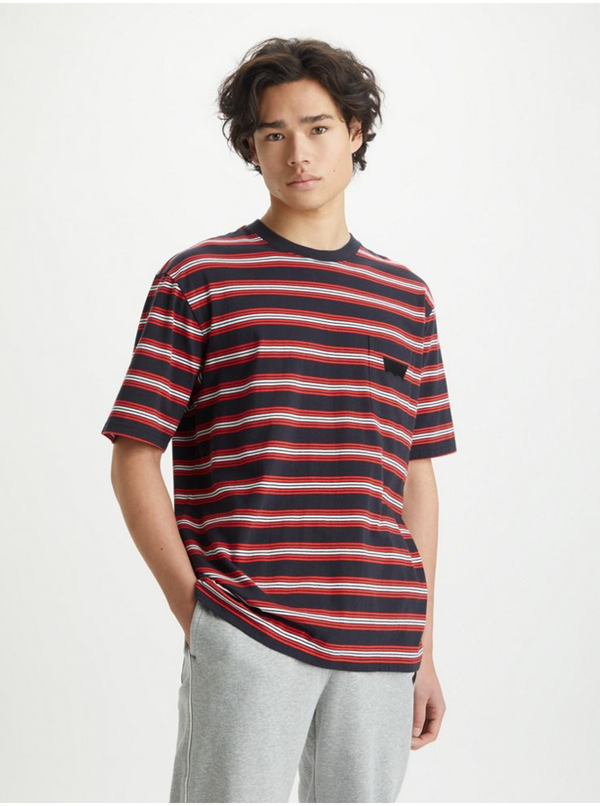 Levi's® Levi&#39;s Black Mens Striped T-Shirt Levi&#39;s® Stay Loose Graphic PKT T Stri - Men