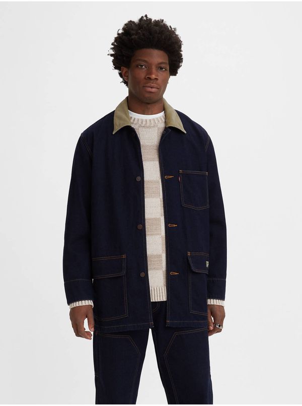 Levi's® Levi&#39;s Dark Blue Men&#39;s Denim Jacket with Levi&#39;s® Cypress Wool - Mens