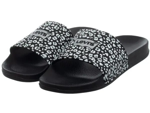 Levi'S Levi's - Ženske japonke - Črne z leopardjim vzorcem
