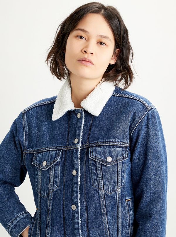 Levi's® Levi&#39;s® Blue Women&#39;s Denim Jacket with Faux Fur - Women