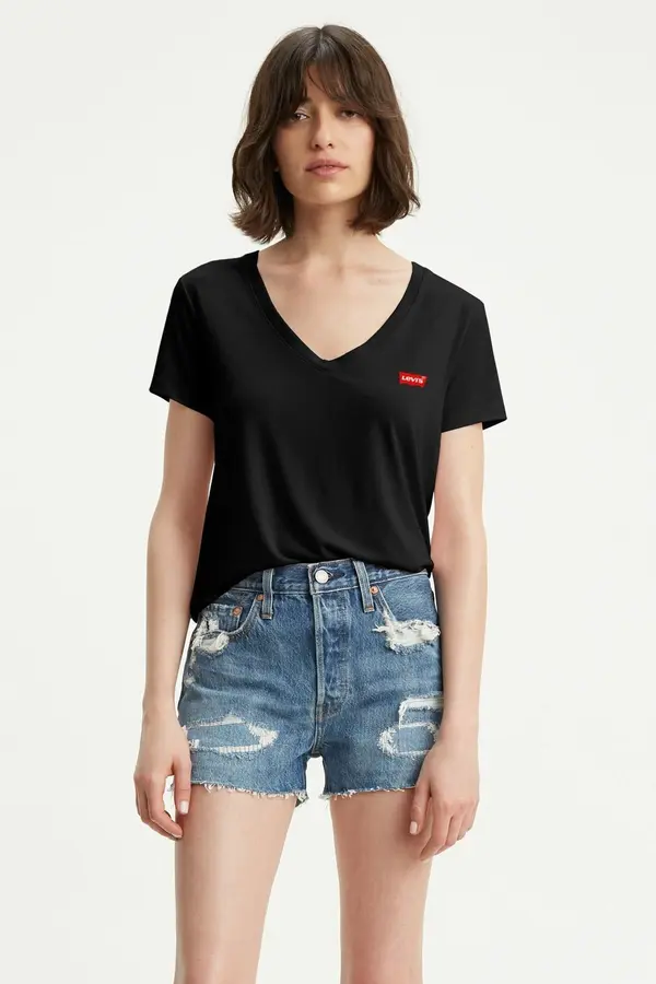 LEVI'S Levi'S Women's Perfect Vneck Caviar Black Women's T-Shirt 8534100030