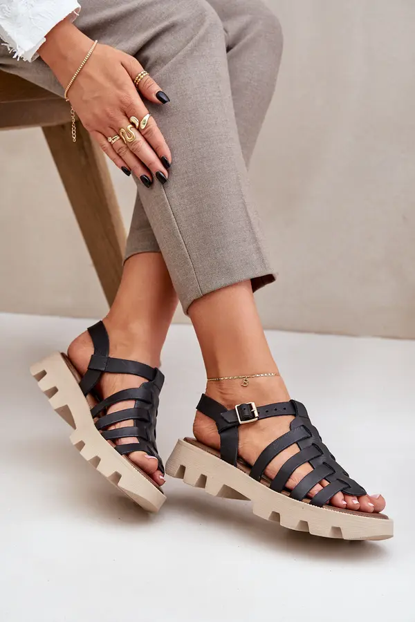 Boto Lewski Shoes Leather Women's Sandals Zazoo 3695 Black