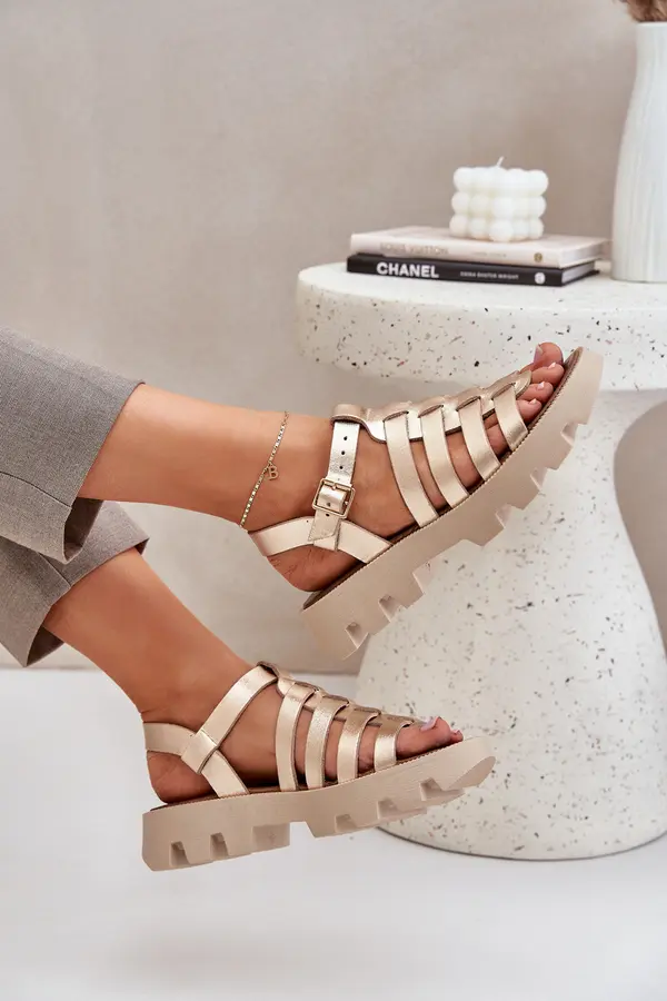 Boto Lewski Shoes Leather Women's Sandals Zazoo 3695 Gold