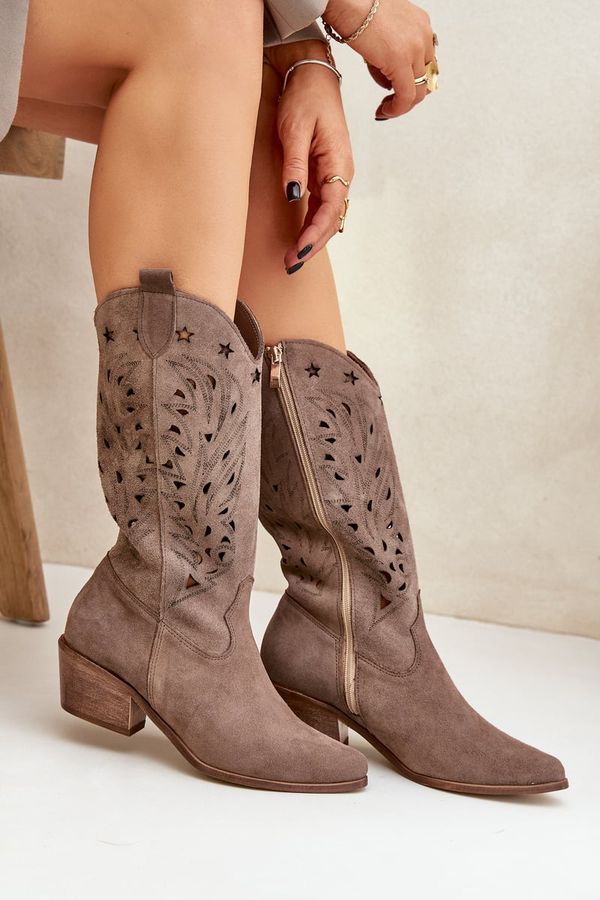 Lewski Shoes Lewski Shoes Suede Boots With Perforated Shaft Brown Zazoo 3609