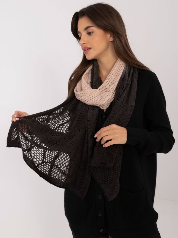 Fashionhunters Light beige and black women's wool scarf