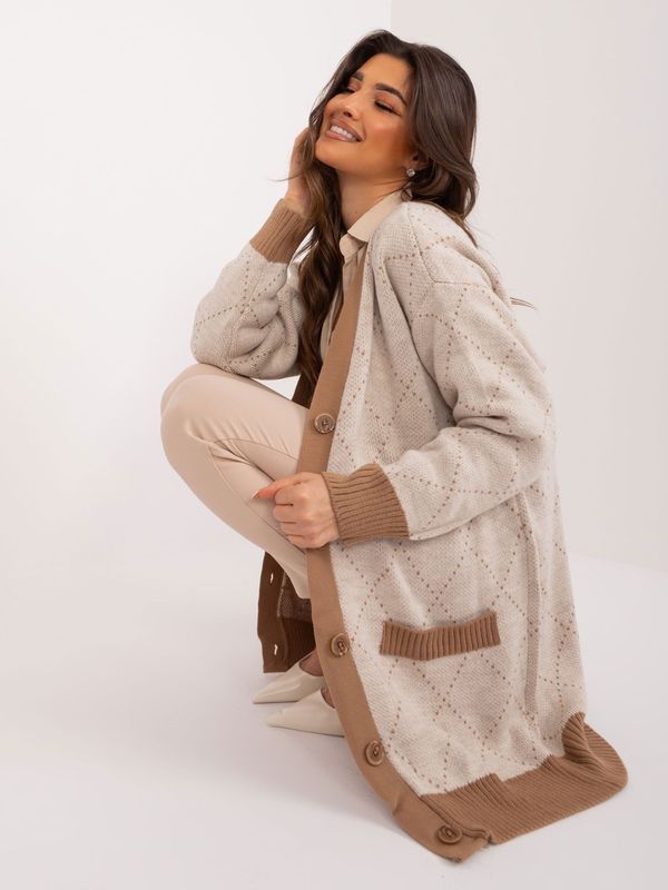 Fashionhunters Light beige oversize cardigan