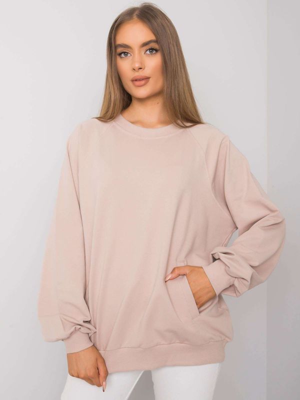 Fashionhunters Light beige sweatshirt with pockets by Gaelle RUE PARIS