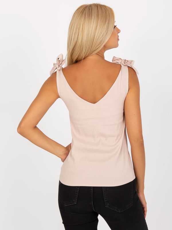 Fashionhunters Light beige top RUE PARIS with tie straps