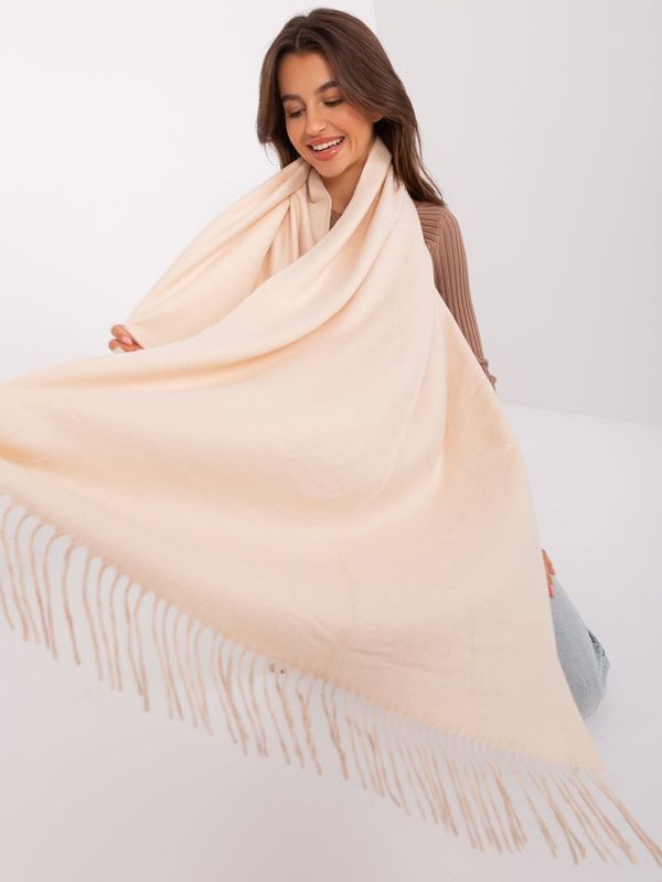 Fashionhunters Light beige women's scarf with fringe