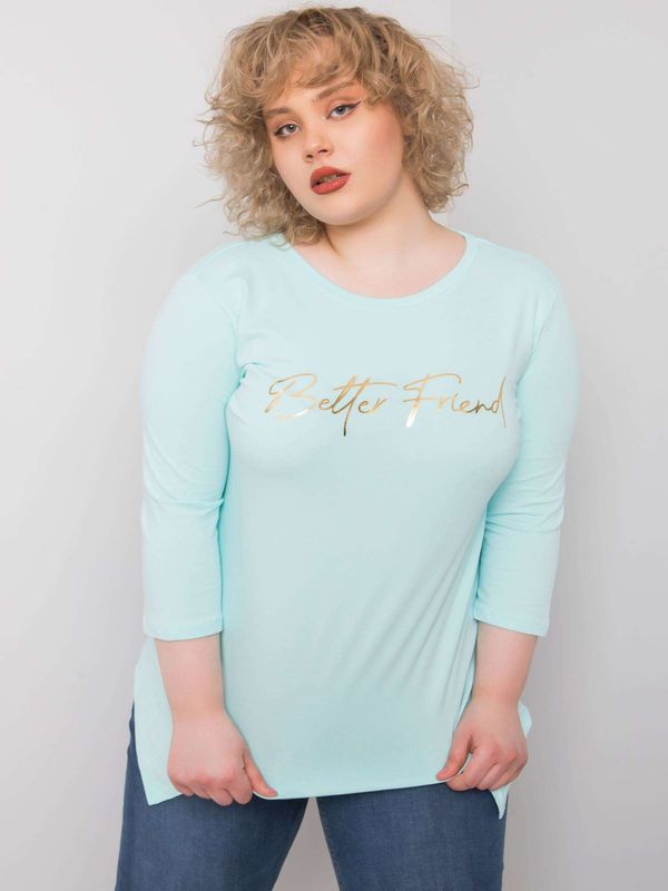 Fashionhunters Light blue blouse with inscription