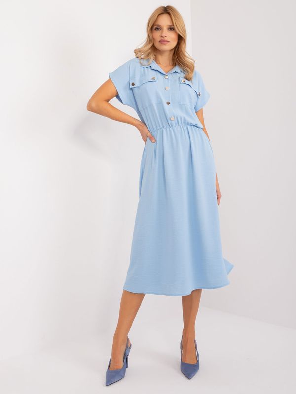 Fashionhunters Light Blue Casual Midi Dress