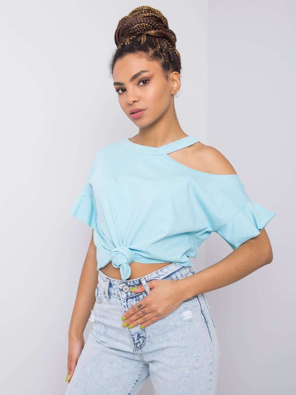 Fashionhunters Light blue cotton blouse