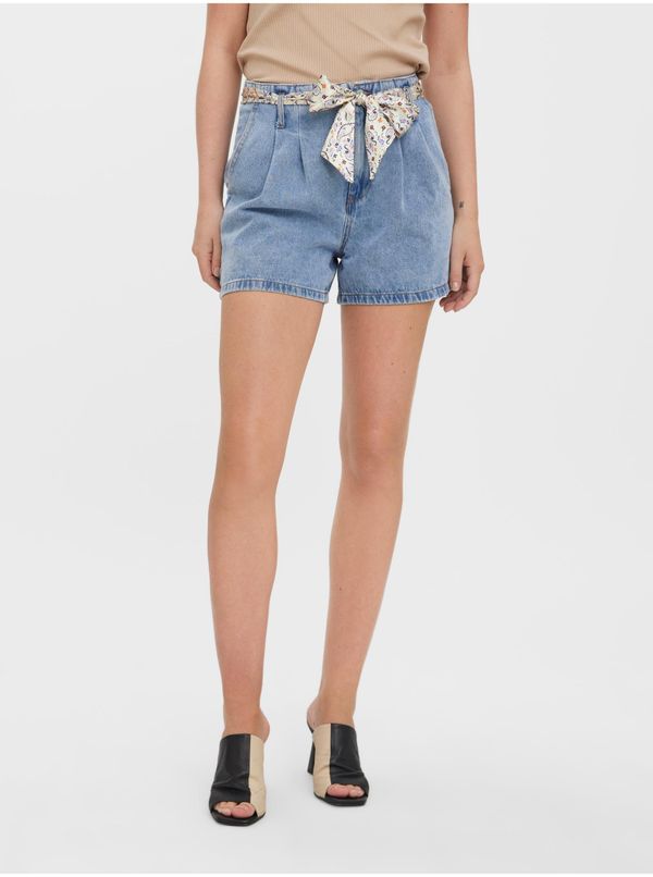 Vero Moda Light Blue Denim Shorts with Belt VERO MODA Leelah - Women