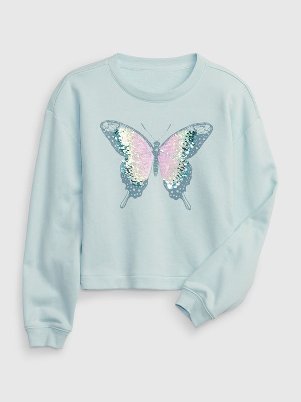 GAP Light blue girls' sweatshirt with sequins GAP