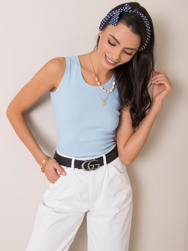 Fashionhunters Light blue ribbed top