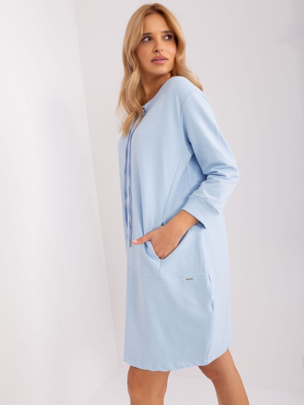 Fashionhunters Light Blue Straight Sweatshirt Dress