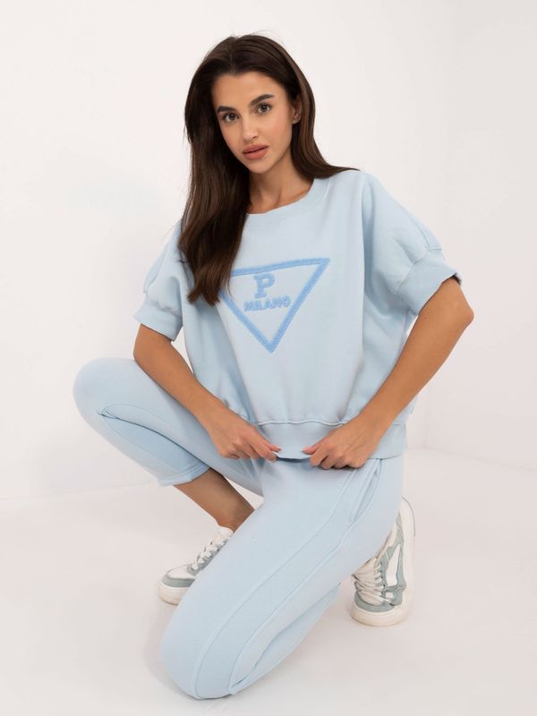 Fashionhunters Light blue tracksuit with patch