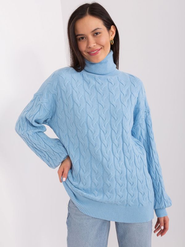 Fashionhunters Light blue turtleneck with viscose