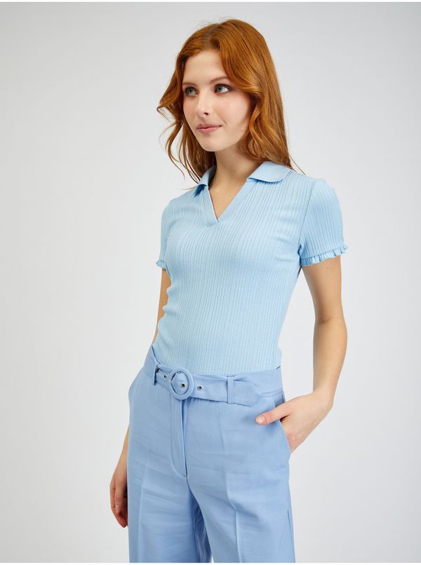 Orsay Light blue women's ribbed polo shirt ORSAY - Women